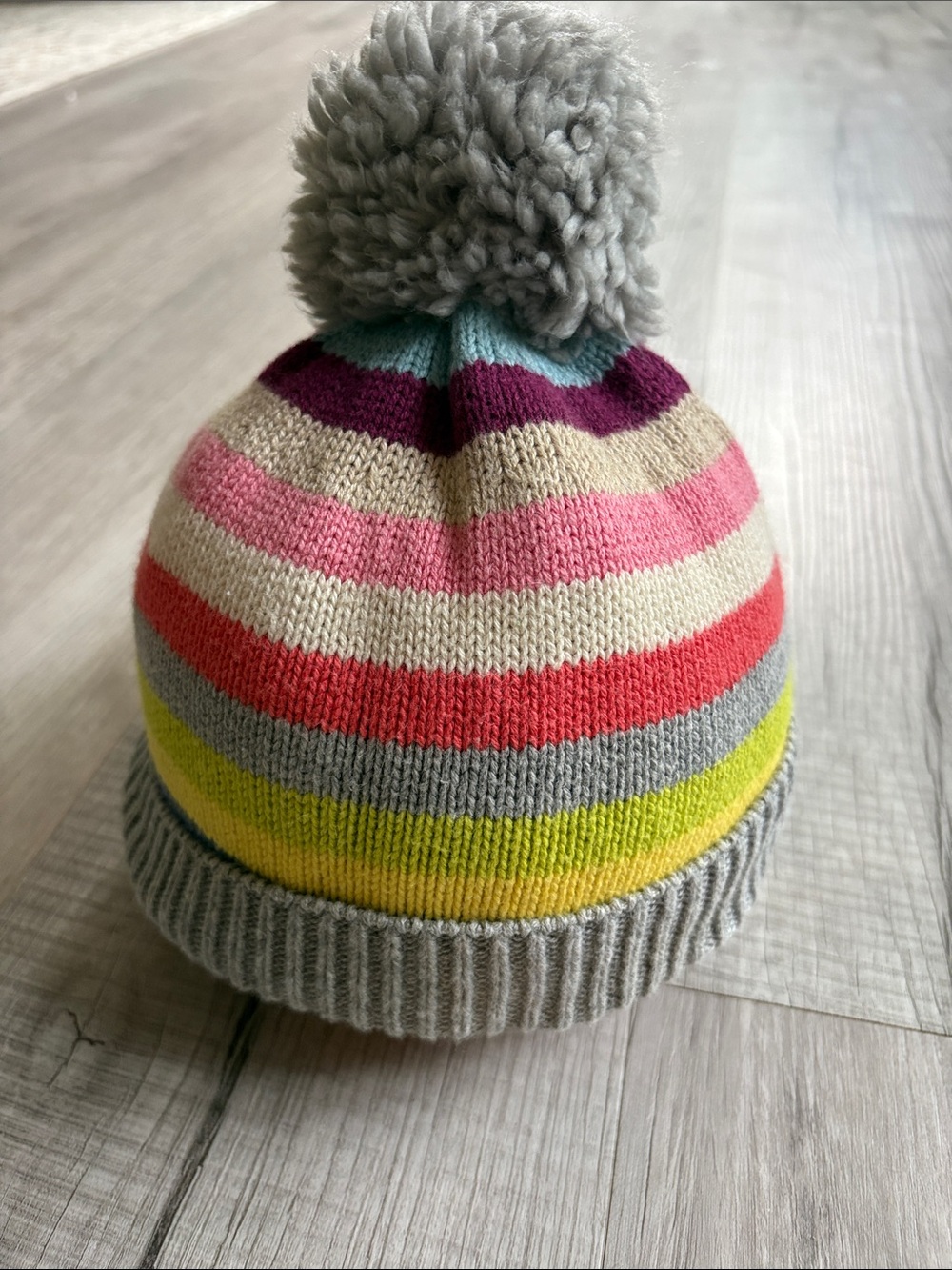 Gap Kids (s/m) Pom-Pom Knit Beanie - Multicolor Stripes